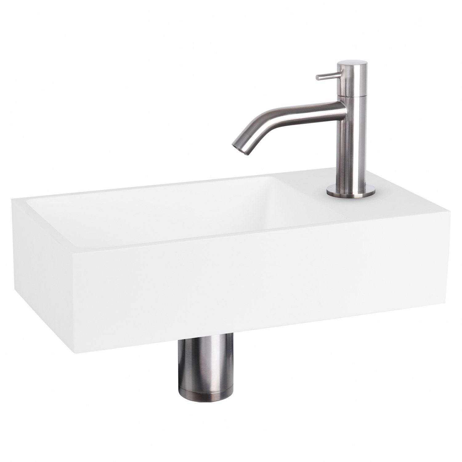 Differnz Differnz Solid fonteinset solid surface - kraan gebogen mat chroom
