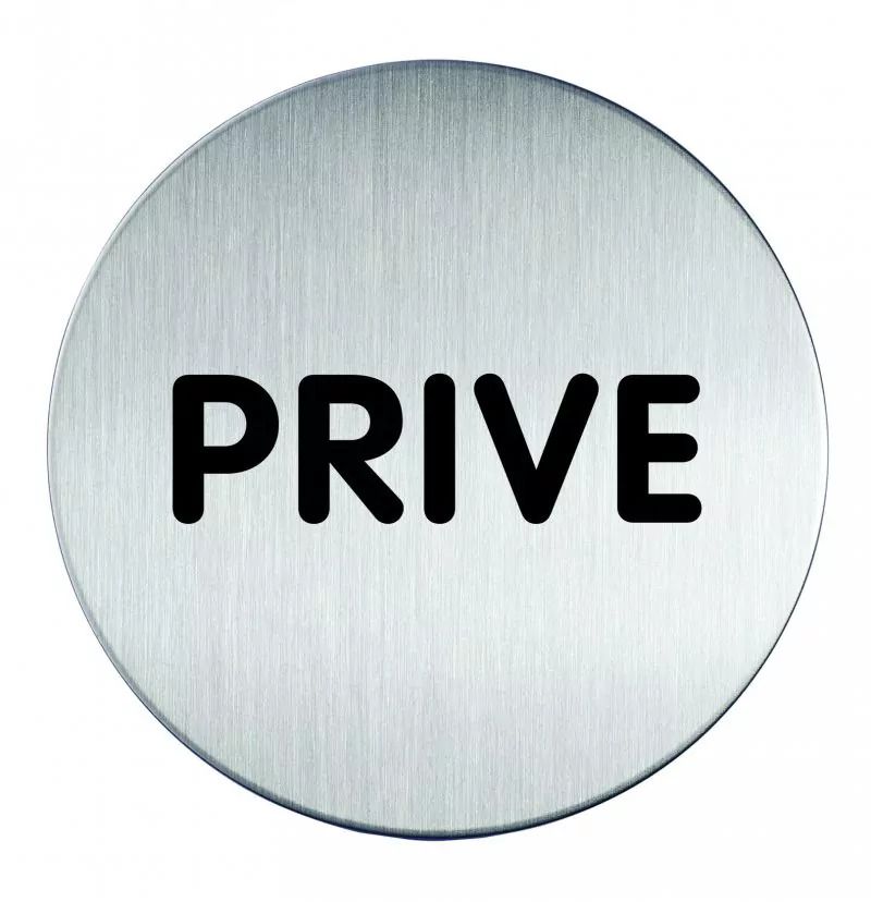 Novioproducts Pictogram zelfklevend rond prive RVS