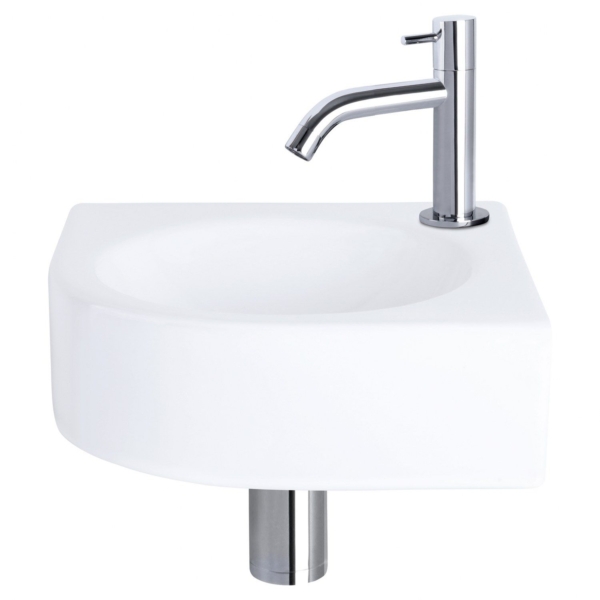 Differnz Differnz Cleo fonteinset keramiek - kraan gebogen chroom