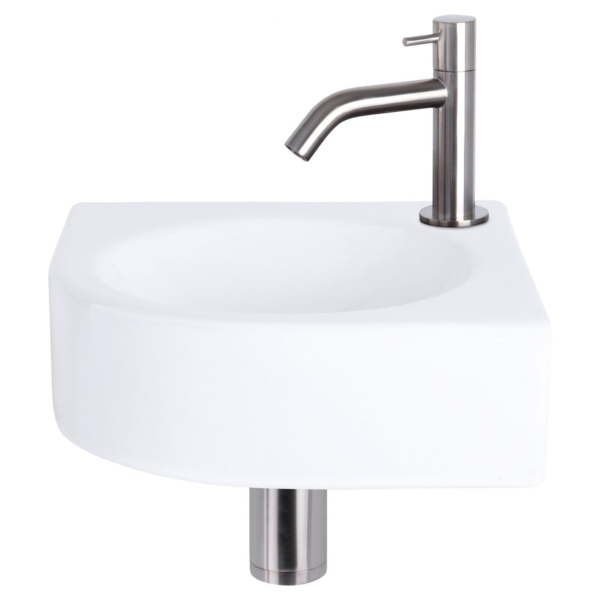 Differnz Differnz Cleo fonteinset keramiek - kraan gebogen mat chroom