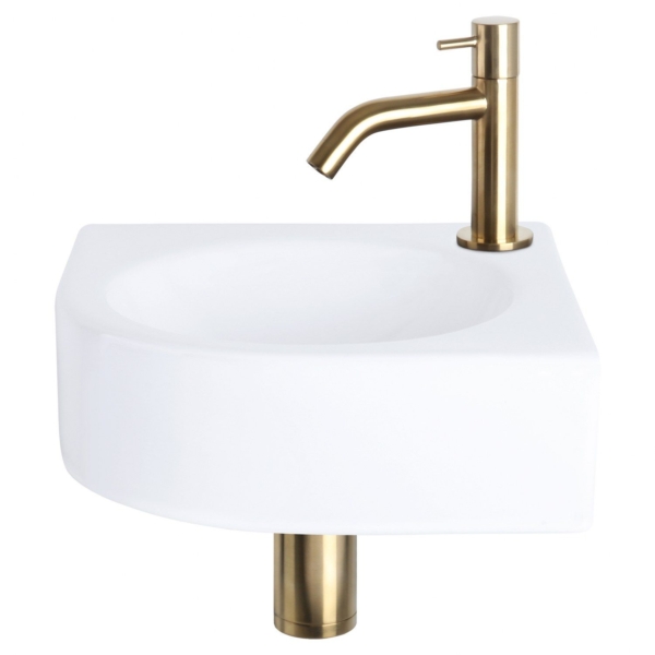 Differnz Differnz Cleo fonteinset keramiek - kraan gebogen mat goud