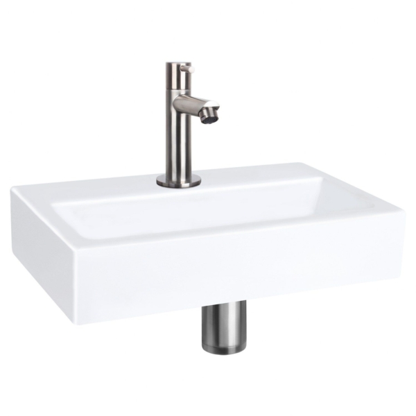 Differnz Differnz Flat fonteinset keramiek - kraan recht - mat chroom