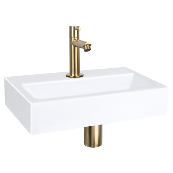 Differnz Differnz Flat fonteinset keramiek - kraan recht mat goud