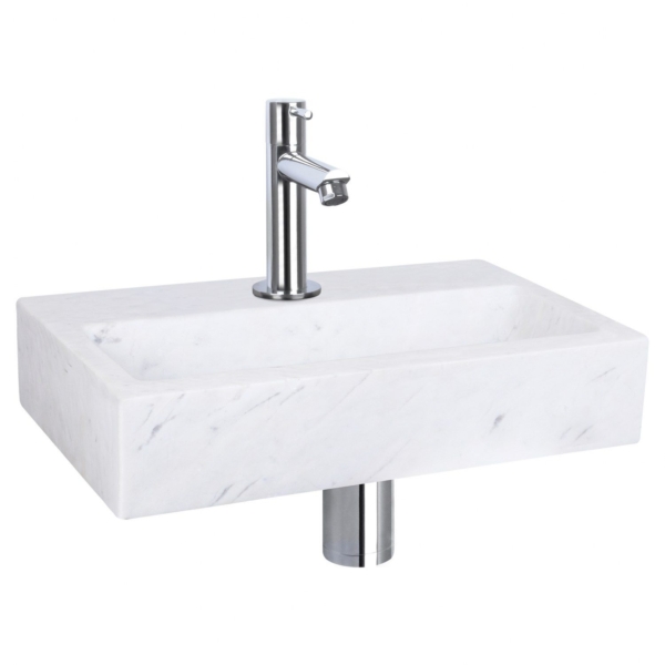 Differnz Differnz Flat fonteinset marmer - kraan recht chroom