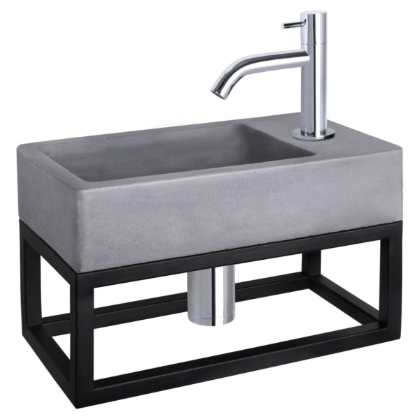 Differnz Differnz Force fonteinset beton donkergrijs - kraan gebogen - met handdoekrek chroom