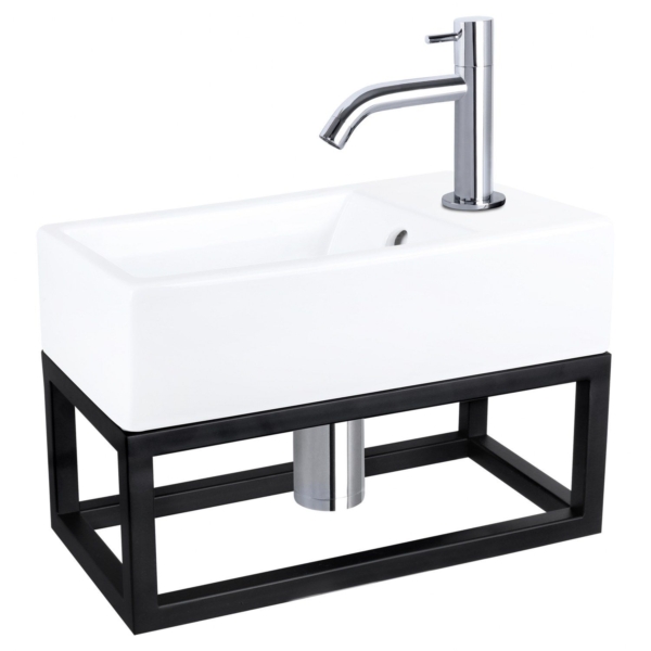 Differnz Differnz Force fonteinset keramiek - kraan gebogen - met handdoekrek chroom