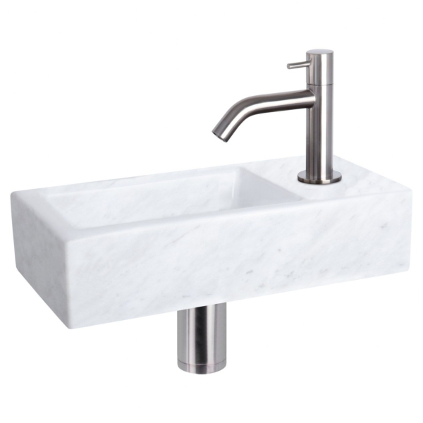 Differnz Differnz Helios fonteinset marmer - kraan gebogen mat chroom