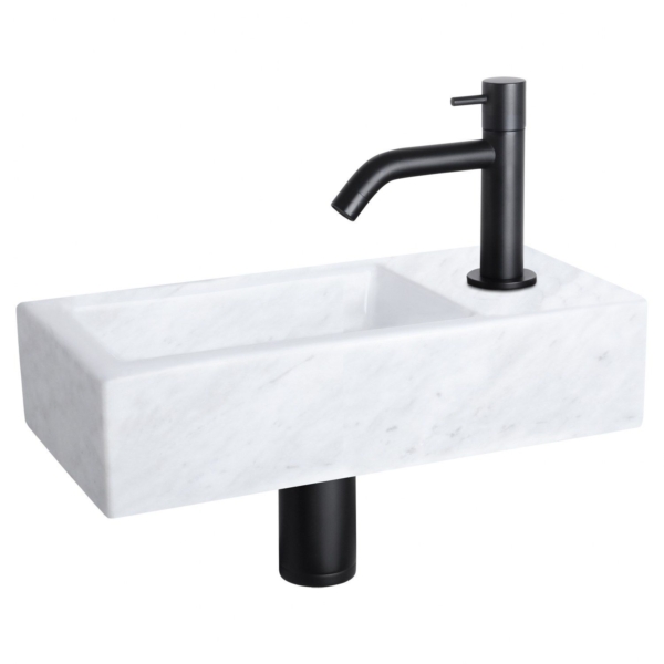 Differnz Differnz Helios fonteinset marmer - kraan gebogen mat zwart