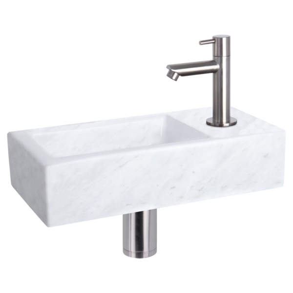 Differnz Differnz Helios fonteinset marmer - kraan recht mat chroom