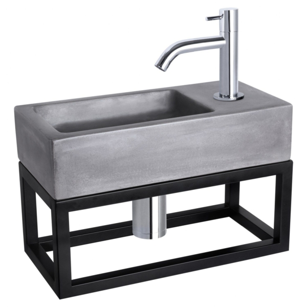 Differnz Differnz Ravo fonteinset beton donkergrijs - kraan gebogen - met handdoekrek chroom