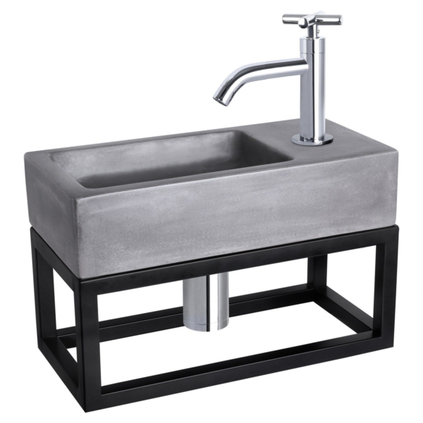 Differnz Differnz Ravo fonteinset beton donkergrijs - kraan kruis - met handdoekrek chroom