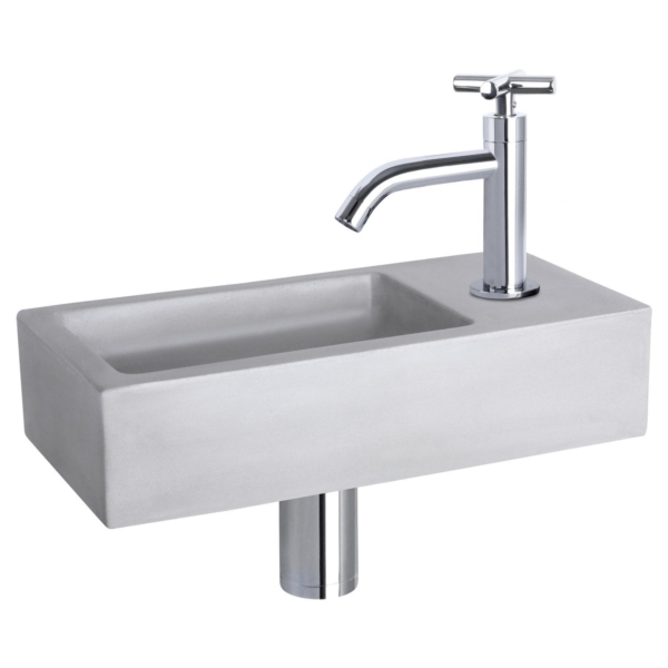 Differnz Differnz Ravo fonteinset beton lichtgrijs - kraan kruis chroom