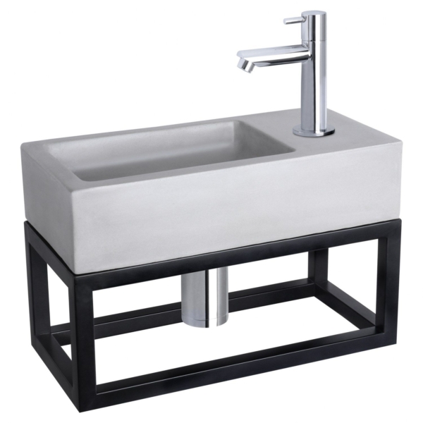 Differnz Differnz Ravo fonteinset beton lichtgrijs - kraan recht - met handdoekrek chroom