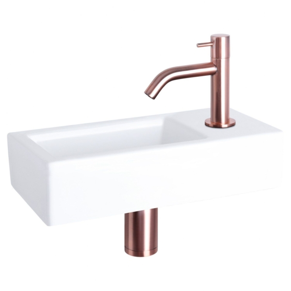 Differnz Differnz Ravo fonteinset keramiek - kraan gebogen rood koper