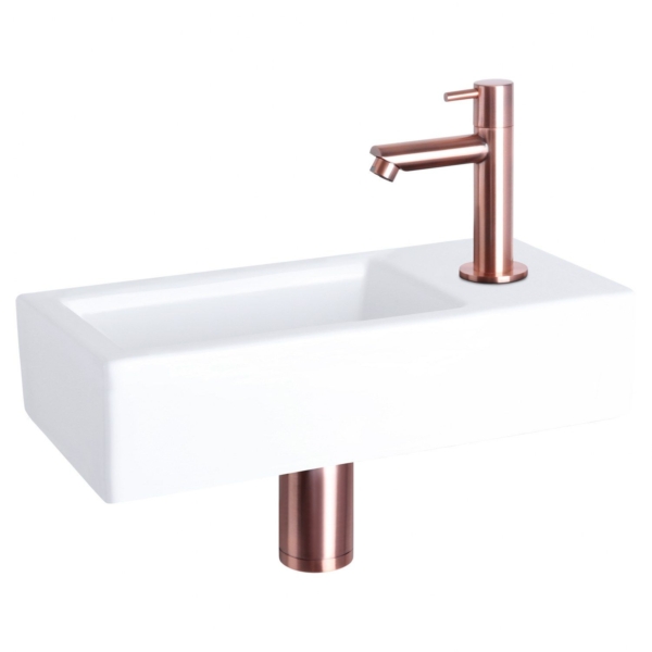 Differnz Differnz Ravo fonteinset keramiek - kraan recht rood koper