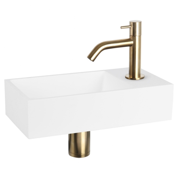 Differnz Differnz Solid fonteinset solid surface - kraan gebogen mat goud