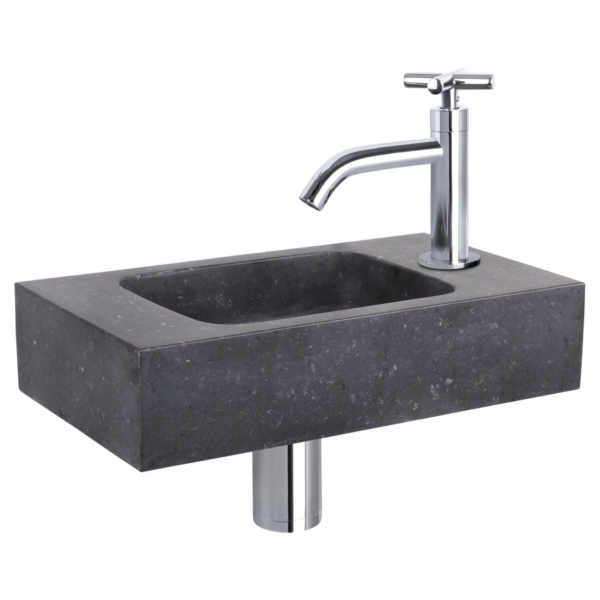 Differnz Differnz fonteinset bombai black - natuursteen - kraan kruis chroom