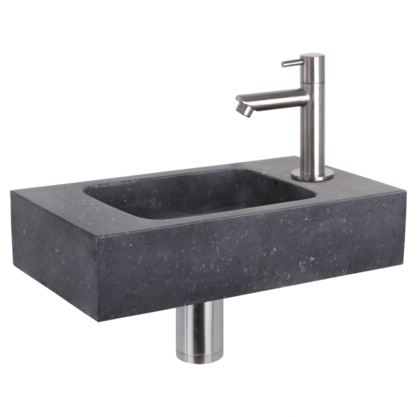 Differnz Differnz fonteinset bombai black - natuursteen - kraan recht mat chroom