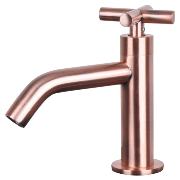 Differnz Differnz koudwaterkraan gebogen kruis - rood koper