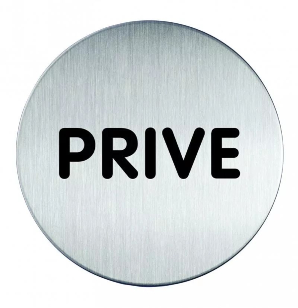 Novioproducts Pictogram zelfklevend rond prive RVS